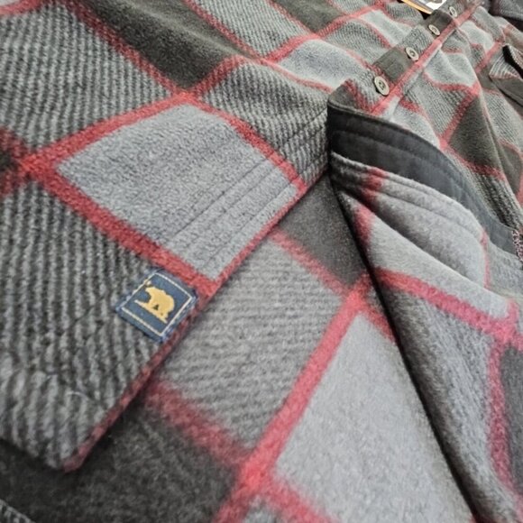 Freedom Foundry Soft Plaid Fleece Shirt Men's XXL Grey Plaid NEW Double Pockets - Picture 3 of 16